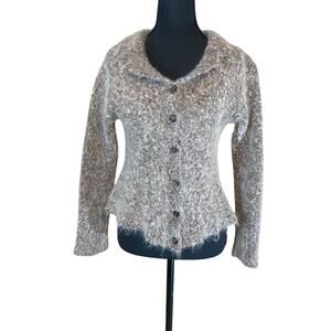 Vintage Laura Ashley Wool Mohair Cardigan Sweater Made in Great Britain Medium